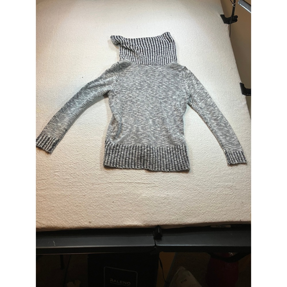 Absolutely Famous Womens Large Funnel Neck Sweater Marled Grey Knit Pullover L